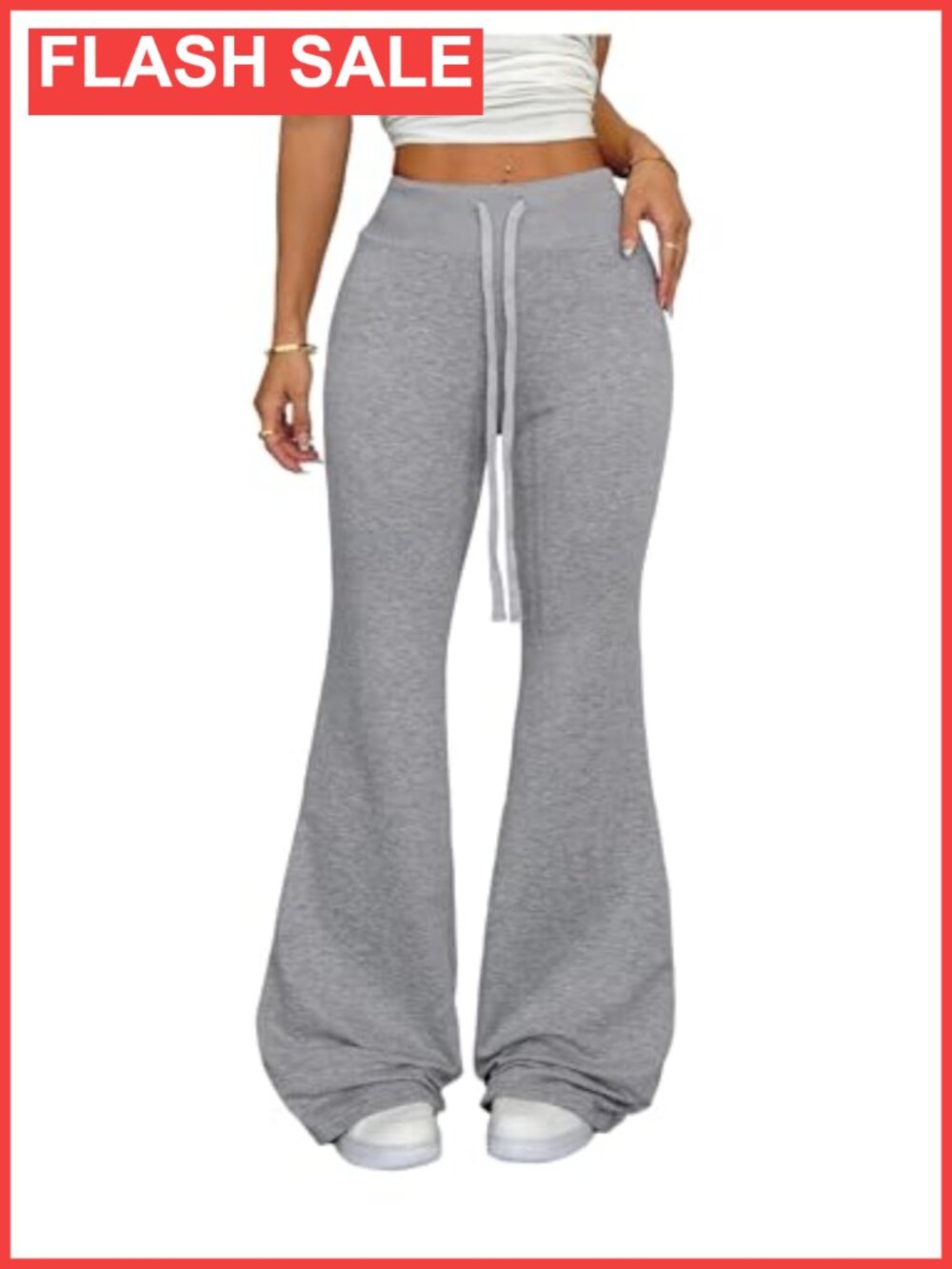 Drawstring High Waist Flare Bell Bottom Sweatpants for Women